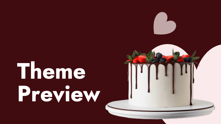 Deep red background with pink heart symbols and celebration cake photography